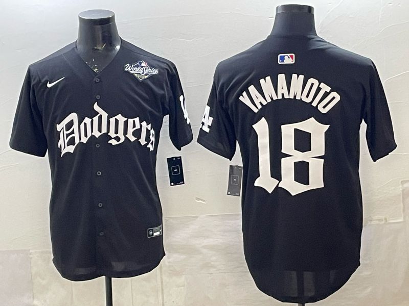 Men 2026 Nike Los Angeles Dodgers #18 Yamamoto Black Game MLB Jersey 01->los angeles dodgers->MLB Jersey